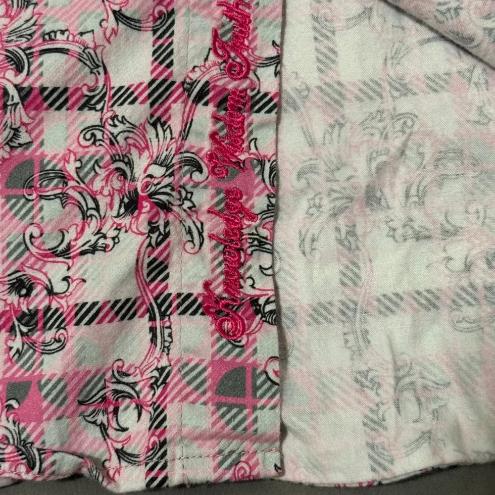 Robert Graham Vine Pink Plaid Floral Flip Cuff Long Sleeve Classic Fit Men Shirt